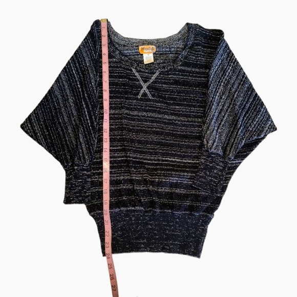 Mudd Dolman Sleeve Silver Metallic Sweater Size M - Picture 7 of 7